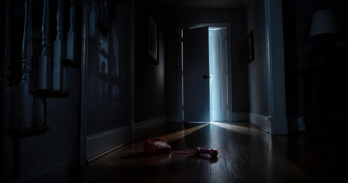 An original illustration of a frightened child reflected in a rain-streaked investigation room